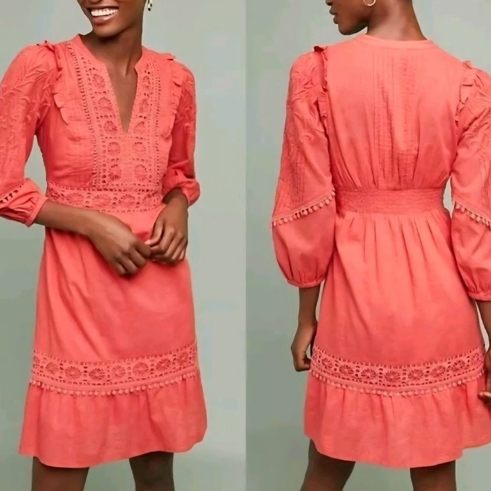 Anthropologie‎ Akemi + Kim Josephine Embroidered Boho Dress S